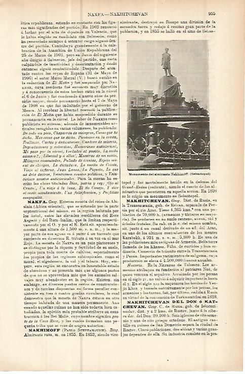LAMINA ESPASA 10692: Monumento al almirante Nakhimoff en Sebastopol