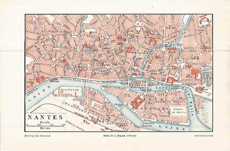 LAMINA ESPASA 10701: Plano de Nantes Francia