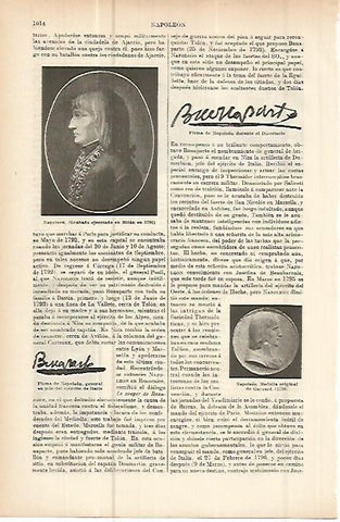LAMINA ESPASA 10705: Retratos y firma de Napoleon Bonaparte