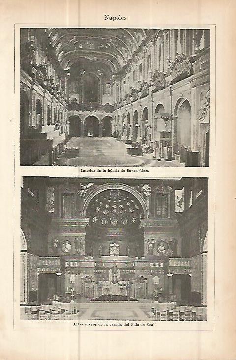 LAMINA ESPASA 10719: Iglesia de Santa Clara y Palacio Real de Napoles