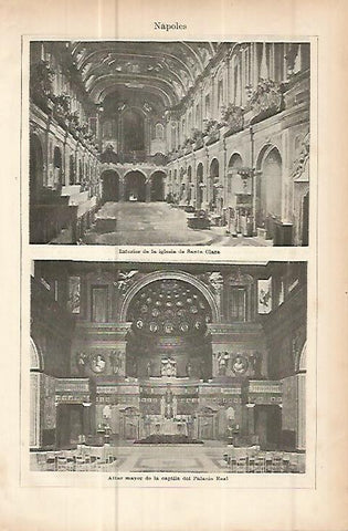 LAMINA ESPASA 10719: Iglesia de Santa Clara y Palacio Real de Napoles