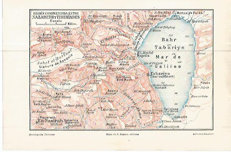 LAMINA ESPASA 10775: Mapa de Nazaret y Tiberiades