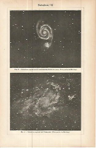LAMINA ESPASA 10783: Nebulosa espiral de la constelacion Perros de Caza y del Triangulo