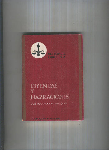 Coleccion Purpura numero 01: Leyendas y narraciones de Gustavo Adolfo Becquer