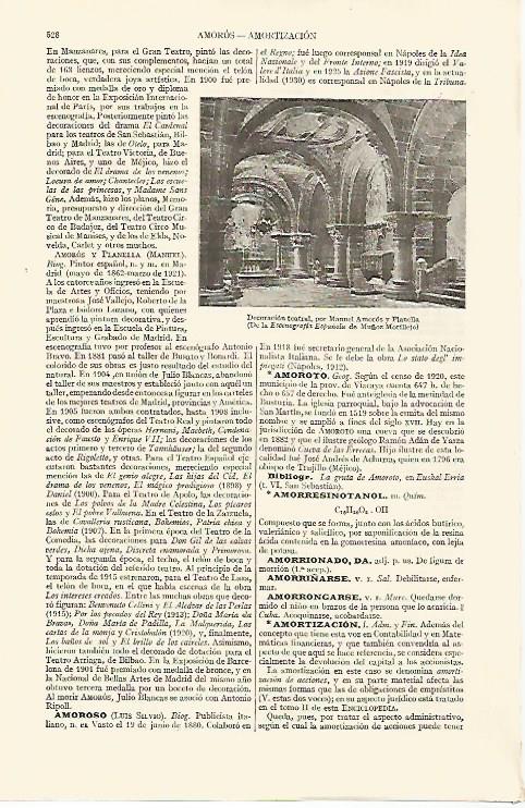 LAMINA ESPASA 10858: Decoracion teatral por Manuel Amoros y Planella