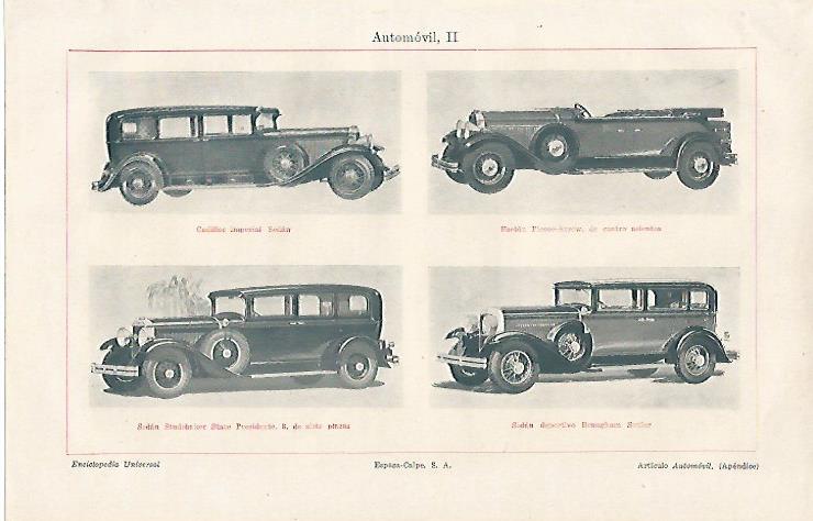 LAMINA ESPASA 10908: Cadillac Sedan Faeton Pieree-Arrow Seedan Studebaker y Sedan deportivo Braugham Senior