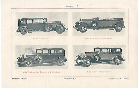 LAMINA ESPASA 10908: Cadillac Sedan Faeton Pieree-Arrow Seedan Studebaker y Sedan deportivo Braugham Senior