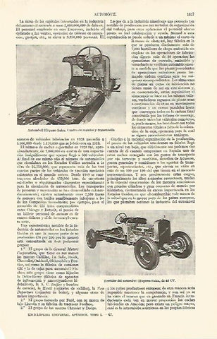 LAMINA ESPASA 10909: Cuadro de mandosy bastidor de coches de Hispano Suizza