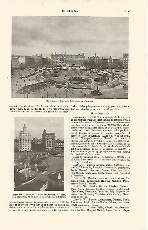 LAMINA ESPASA 10950: Plaza de Cataluña en Barcelona