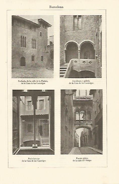 LAMINA ESPASA 10951: Casa dels Canonges y Calle del Bisbe en Barcelona
