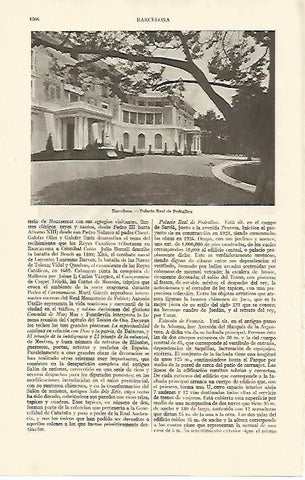LAMINA ESPASA 10953: Palacio Real de Pedralbes en Barcelona
