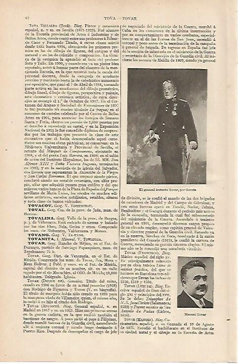 LAMINA ESPASA 10978: El general Antonio Tovar