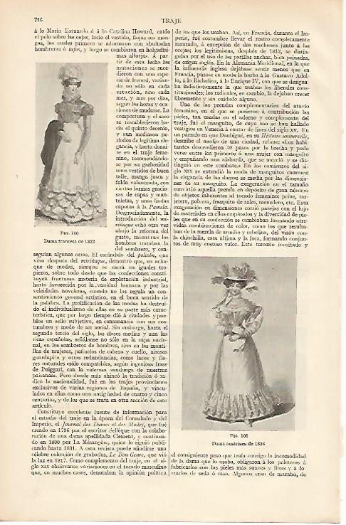 LAMINA ESPASA 11068: Dama de Francia de 1822 y de Austria de 1826