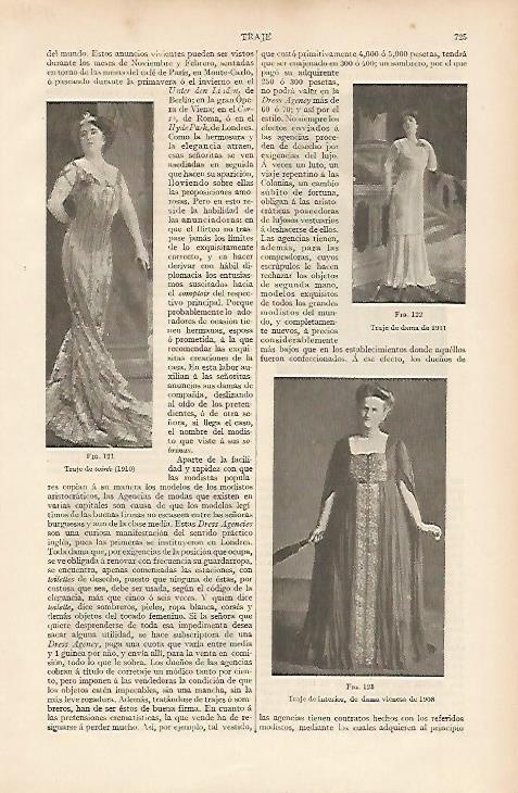 LAMINA ESPASA 11072: Trajes de dama de 1910 1911 y 1908