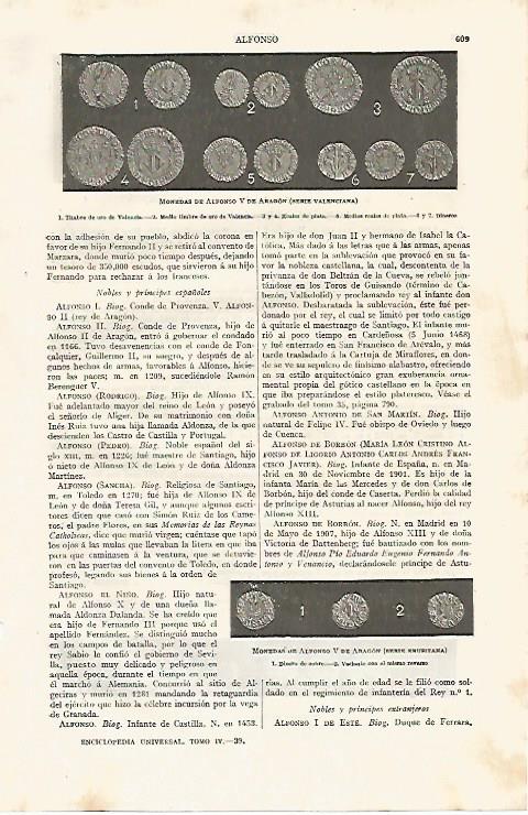 LAMINA ESPASA 11196: Monedas de la serie valenciana de Alfonso V de Aragon