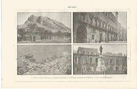 LAMINA ESPASA 11225: Castillo Ayuntamiento y puerto de Alicante