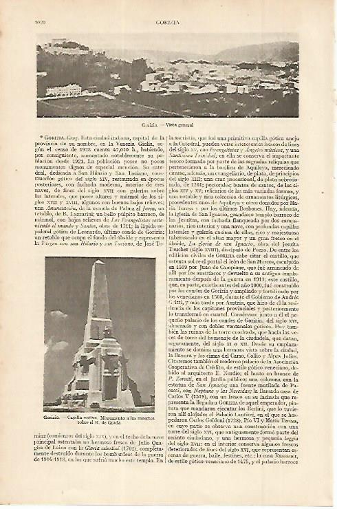 LAMINA ESPASA 11377: Vistas de Gorizia Italia