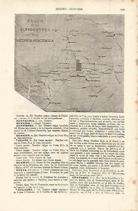 LAMINA ESPASA 11395: Plano de los alrededores de la antigua Guatemala