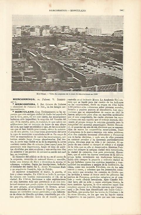 LAMINA ESPASA 11416: Vistas de Herculano Italia