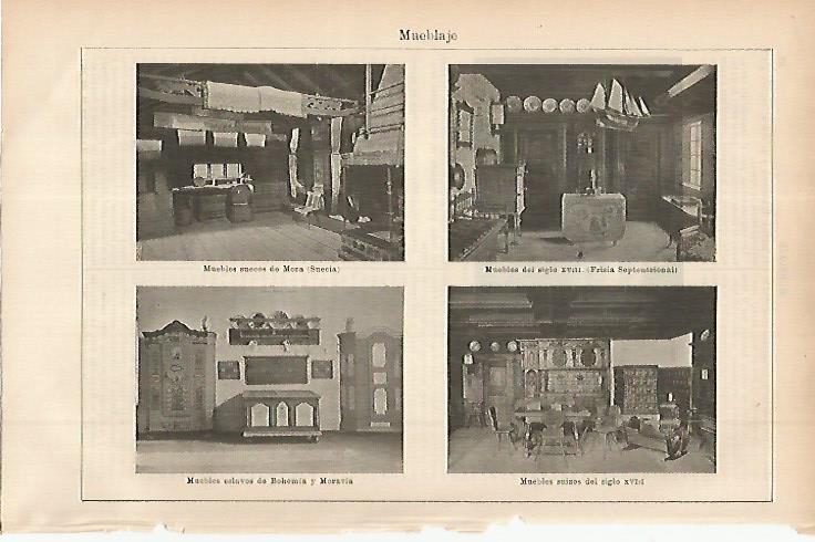 LAMINA ESPASA 11431: Muebles de Suecia Francia y Bohemia y Moravia