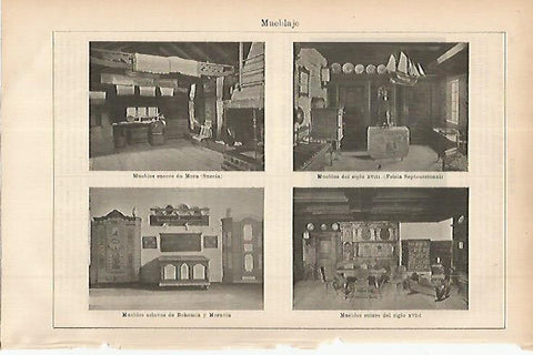 LAMINA ESPASA 11431: Muebles de Suecia Francia y Bohemia y Moravia