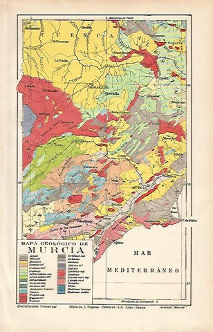 LAMINA ESPASA 11546: Mapa geologico de Murcia