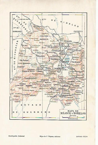 LAMINA ESPASA 11567: Mapa de Mexico y Morelos