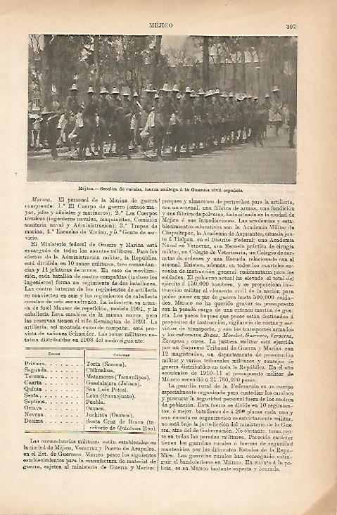 LAMINA ESPASA 11570: Seccion de rurales de Mexico