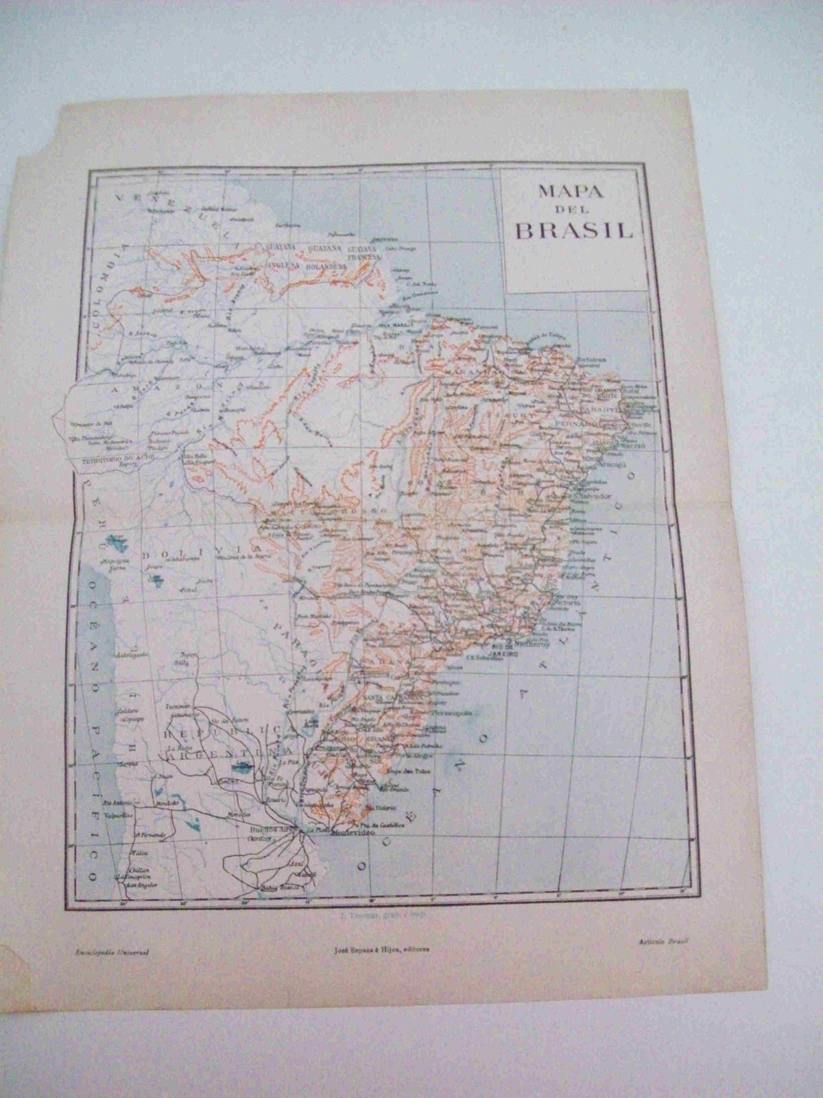 LAMINA ESPASA 11686: Mapa de Brasil