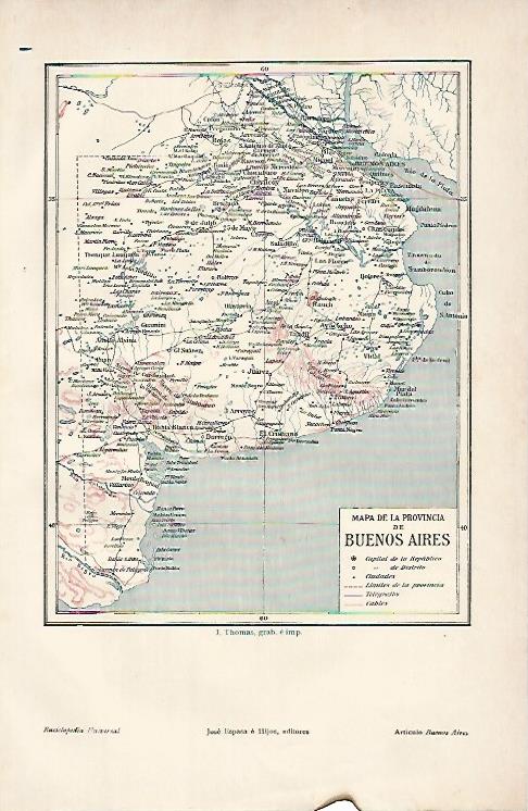 LAMINA ESPASA 11856: Mapa de la provincia de Buenos Aires
