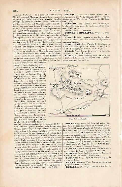 LAMINA ESPASA 11920: Plano de la Batalla de Busaco