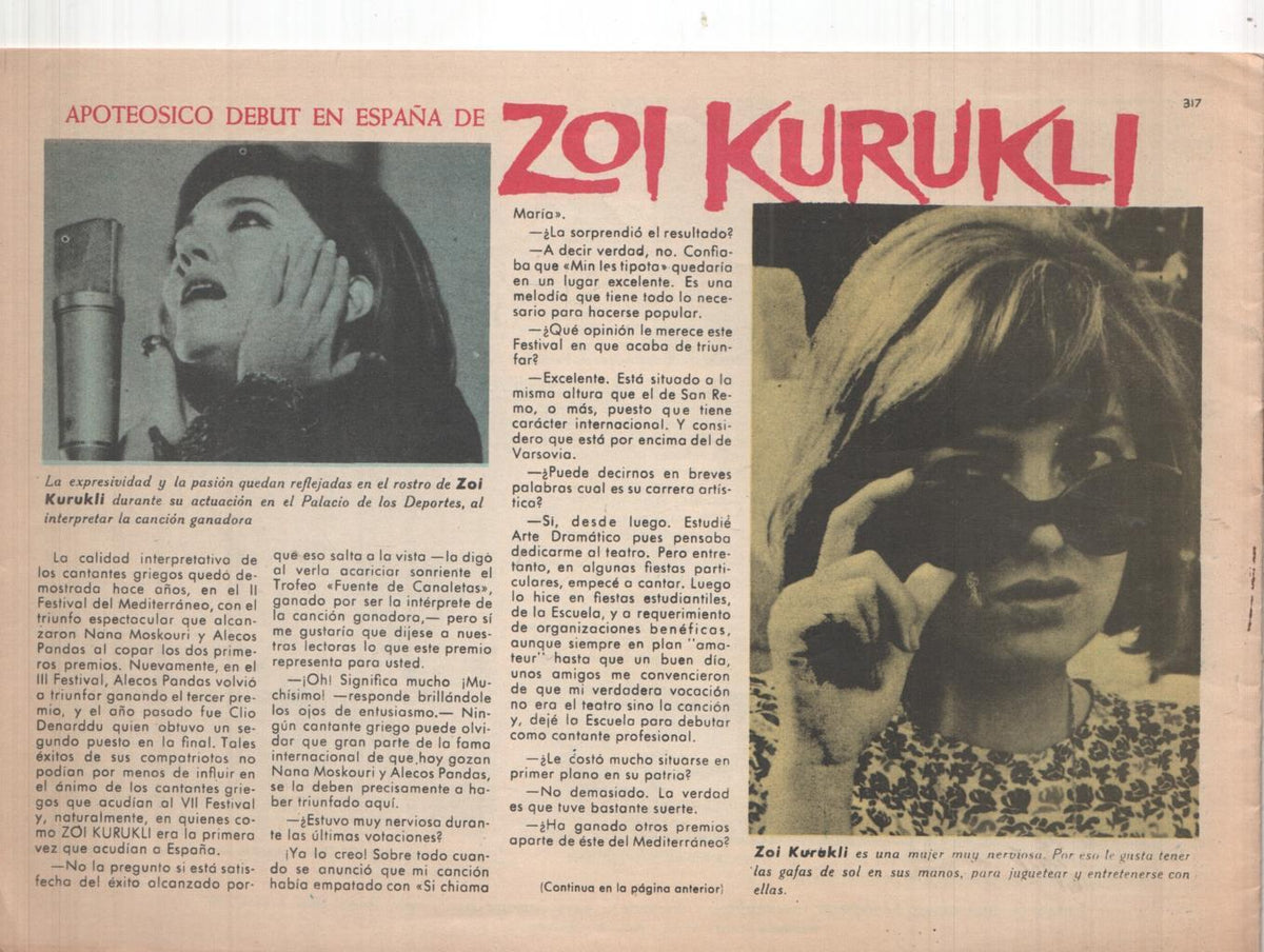 Claro de Luna numero 317: reportaje sobre Zoi Kurukli