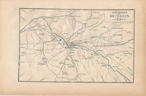 LAMINA ESPASA 11911: Mapa de los alrededores de Burgos