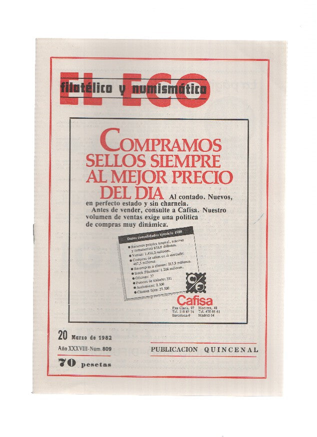 El Eco Filatelico y Numismatico numero 0809: Literatura Filatelica