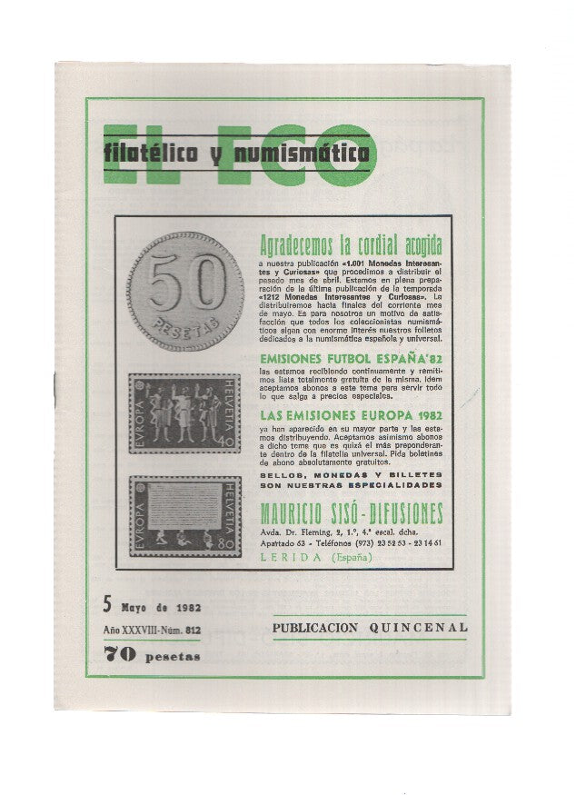 El Eco Filatelico y Numismatico numero 0812: Sin señal de charnela, Moda?