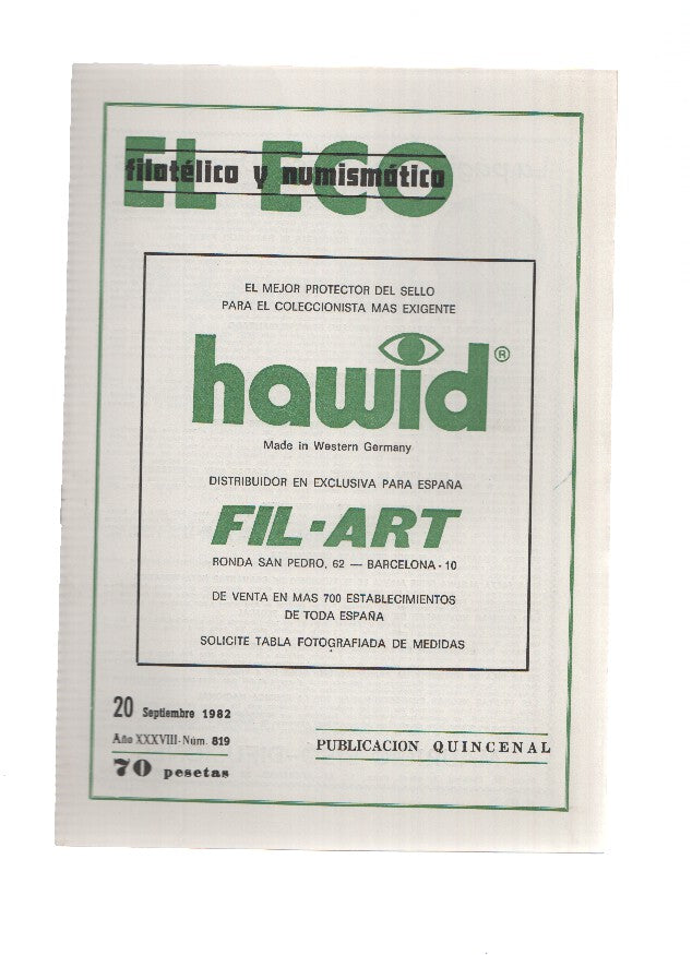 El Eco Filatelico y Numismatico numero 0819: La U.P.U