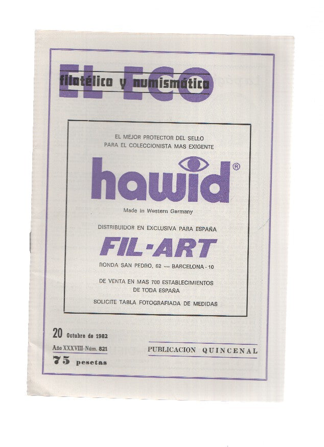 El Eco Filatelico y Numismatico numero 0821: El sobre cumple SIGLO y MEDIO