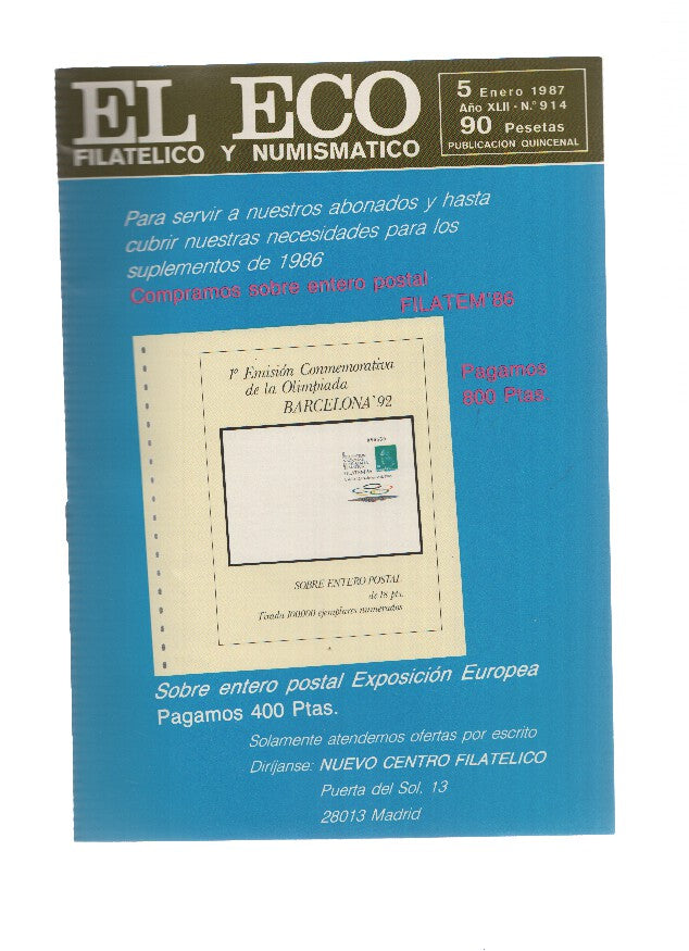 El Eco Filatelico y Numismatico numero 0914: Digaselo con sellos