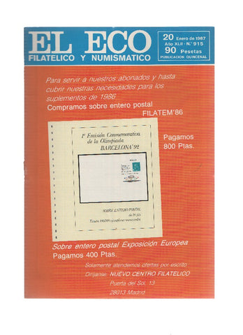 El Eco Filatelico y Numismatico numero 0915: Mi maravillosa coleccion de sellos