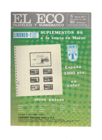 El Eco Filatelico y Numismatico numero 0918: La numismatica como inversion y coleccion