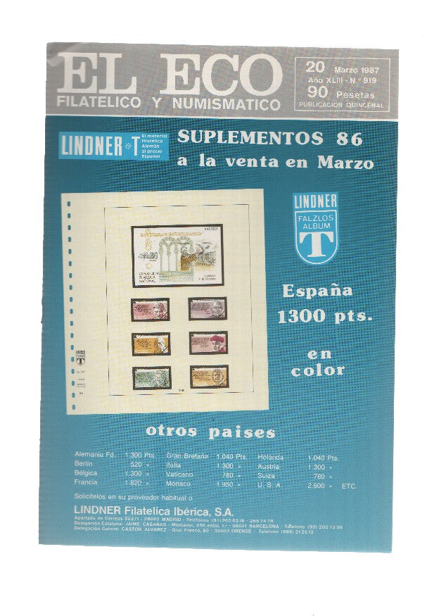 El Eco Filatelico y Numismatico numero 0919: La Exfilna 87 de Gerona