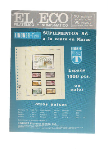 El Eco Filatelico y Numismatico numero 0919: La Exfilna 87 de Gerona