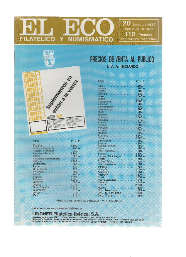 El Eco Filatelico y Numismatico numero 0925: I Mostra Filatelica d,artesania Catalana