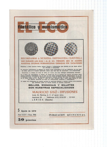 El Eco Filatelico y Numismatico numero 0751: Importante galardon a D.Pedro Gonzalez Rabago