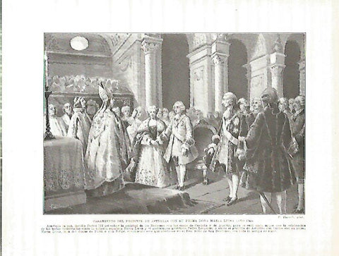 LAMINA 4239: Boda del Principe de Asturias con Maria Luisa en 1765