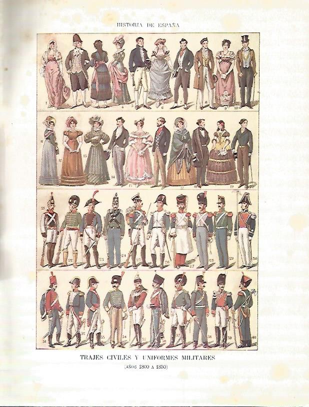 LAMINA 4259: Trajes civiles y uniformes militares de 1800 a 1850