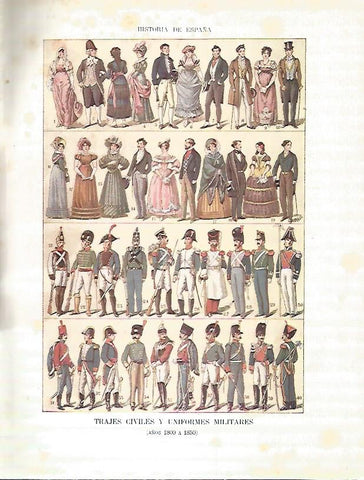 LAMINA 4259: Trajes civiles y uniformes militares de 1800 a 1850