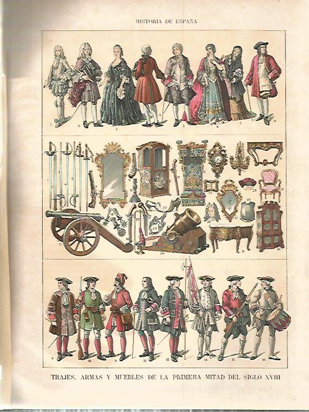 LAMINA 4270: Trajes armas y muebles desde 1700 a 1750