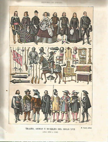 LAMINA 4278: Trajes armas y muebles del siglo XVII