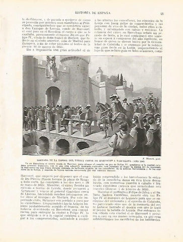 LAMINA 4300: Llegada de la esposa del Virrey Conde de Harcourt a Barcelona en 1646